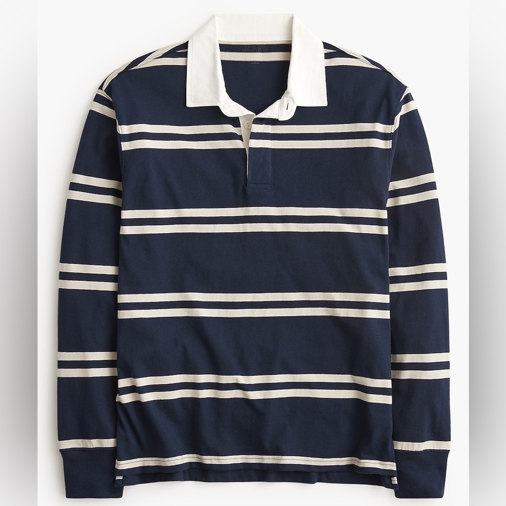 J Crew Factory Striped Men's Polo Shirt Navy White XS